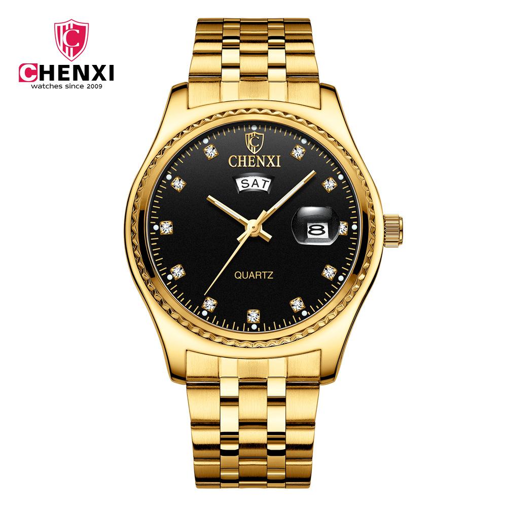 Nuovo orologio da uomo di lusso di marca TOP con scatola doppio orologio da calendario Orologio da uomo d'affari dorato Orologi al quarzo da uomo