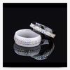 8MM Black and White Ceramic Ring with Dual Row Inlaid Diamonds for Women