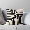 Palm Springs Retro Midcentury Modern Abstract Pattern Black and Almond Cream Throw Cushions & Pillows Without Core
