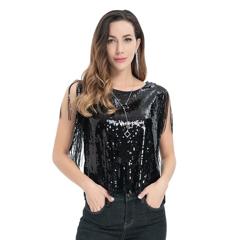 Sequin Tassel Camisole Plus Size Women's Versatile Top