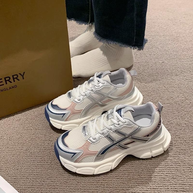 Platform Dad Shoes Women's New Spring and Summer Breathable Mesh Students Running Fried Street Lightweight Casual Sports Shoes