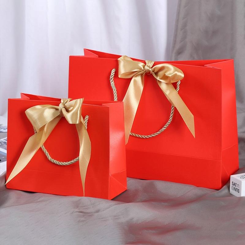 1 buc. Sac de cadou multicolor sac de hârtie pentru cadou pentru pijama haine hârtie kraft cărți fundă panglică portabil cu mâner