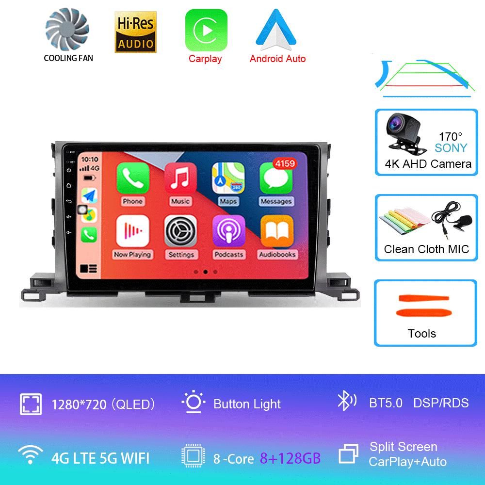 Für Toyota Highlander Kluger 3 XU50 2013 2014 - 2019 Autoradio Android 14 Navigation Multimedia-Player GPS WiFi+4G Carplay Auto