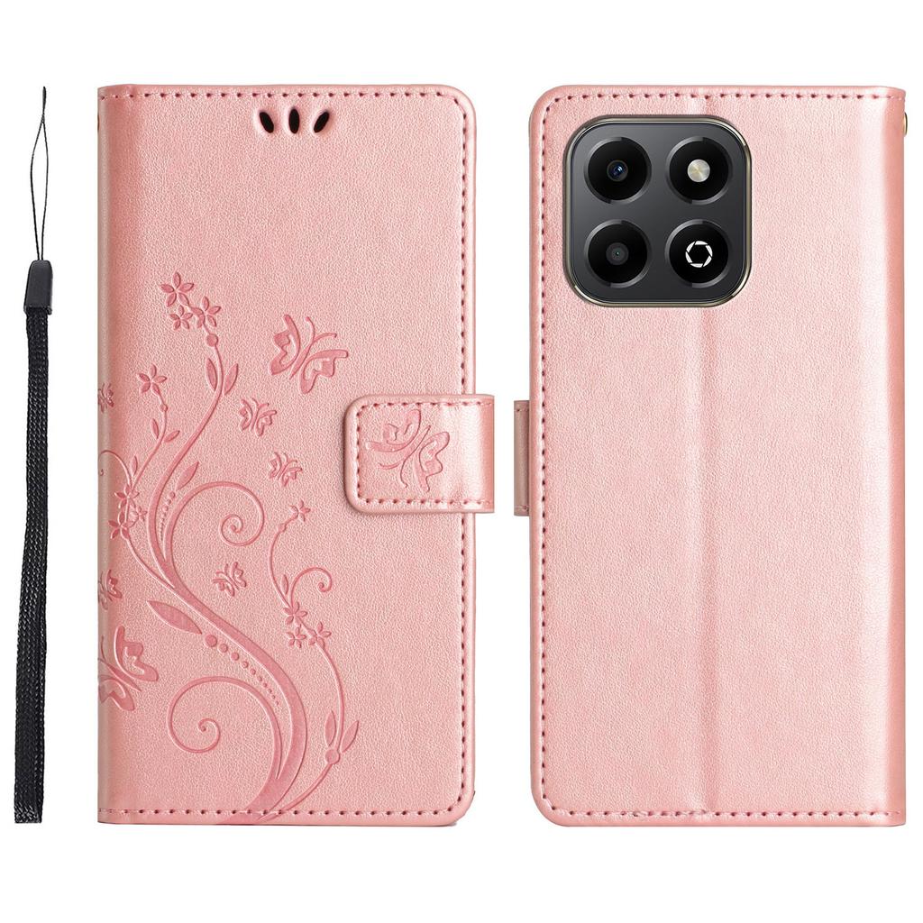 For Honor X7c 4G/200 Smart 5G Case Pattern Imprint PU Leather Phone Wallet Cover with Strap