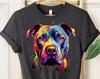 Colorful Pitbull T-Shirt: A Must-Have for Animal Lovers, Pit Bull Owner Gift, Colorful Dog Print, Animal Lover Shirt, Cute Dog