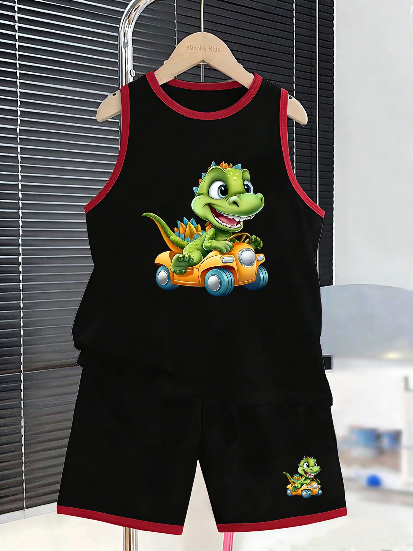 

Boys’ dinosaur driving sports car set. Breathable fabric, cute prints, perfect for holiday & beach wear. 2-3Y чёрный