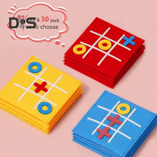 3/12/24Pcs Mini XO Felt Board Game Educational XO Puzzle Toy Toddler Boys Girls Portable Travel 2 Player Battle Strategic Board Game