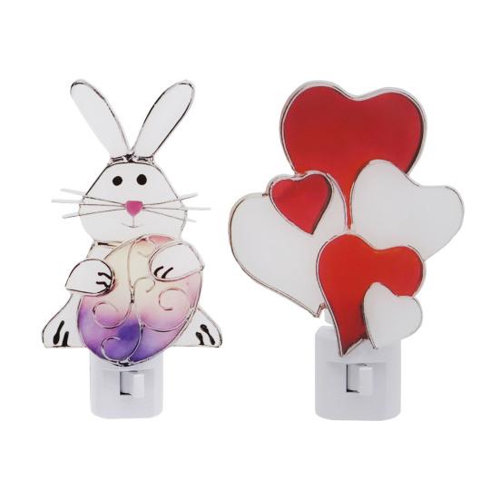 Plug-in Easter Bunny Night Light Love Heart Wall Outlet LED Lamp Holiday Party Home Living Room Bedroom Decoration Light