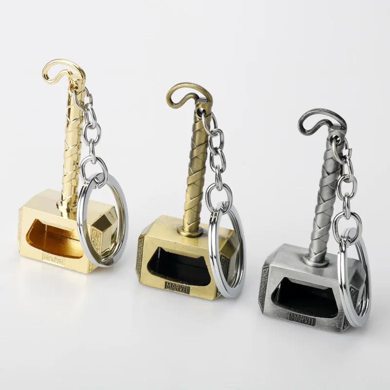 Bottle Opener Keychain Thor Hammer Metal Keychain Cosplay Prop Key Holder for Fans Bag Gifts for Dad Boyfriend Kitchen Gadgets