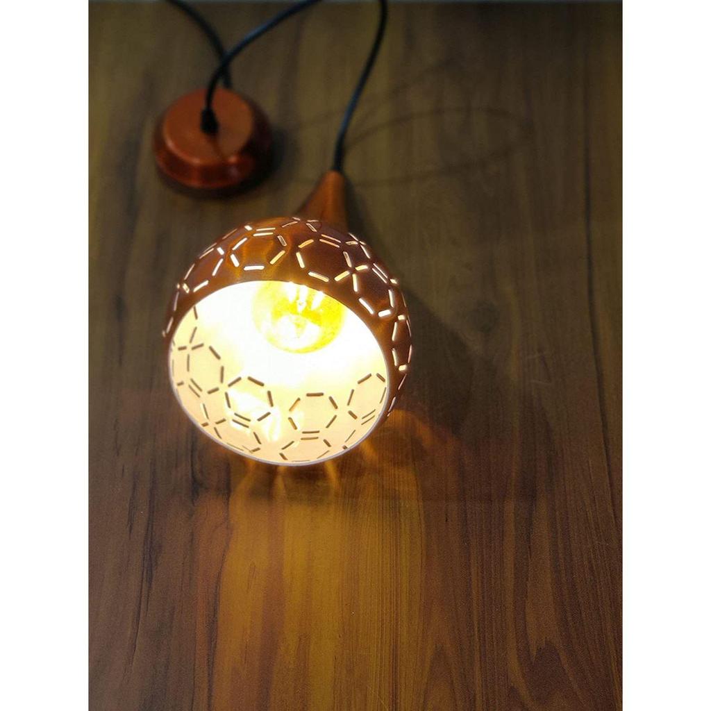 Metal Cut Hanging Light Ceiling Pendant Lamp, 6" Small, Orange