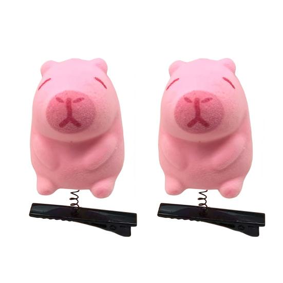 1/2/5Pcs Hair Pin Flocking Cartoon Capibara Chick Duck Decor Spring Design Metal Hair Clips Decorative Holiday Party Hairpins Hair Accessories