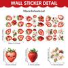 Kleiner frischer Erdbeer-Cartoon-Wandaufkleber Sommerfruchtblume Selbstklebender PVC-Aufkleber Küchen-Wohnzimmer-Wanddekoration