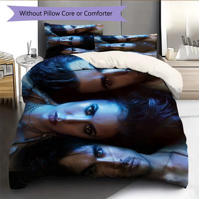 Biancheria da letto con motivo The Vampire Diaries Decorazione per la casa Regalo di compleanno (1 * copripiumino + 2 * federa, senza nucleo)