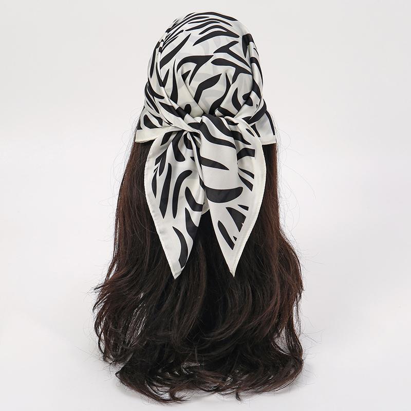 Fashion Zebra Stripes Designer Print Scarf Women 70x70cm Silk Scarves Luxury Bandana Hijab Neckerchief Shawl Kerchief