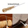14pcs Leather Hand Sewing Tool Set/Includes Waxed Thread and Wooden Handle Needles/Heavy Duty for Leather Repair, Crafts, Binding, Belt Making/Ideal