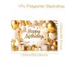 1pcs White and Gold Background Happy Birthday Party Decorations for Home Backdrop Banner 18th 30th 40th Birthday Party Supplies