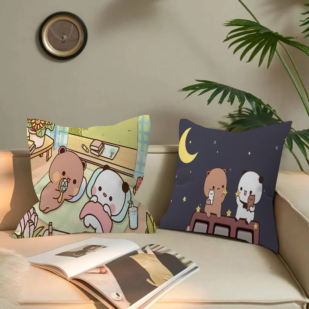 Süßer Cartoon Bubududu Panda Kissenbezug Zoll Bauernhaus Dekor Heim Überwurf Kissenbezüge für Sofadekorationen