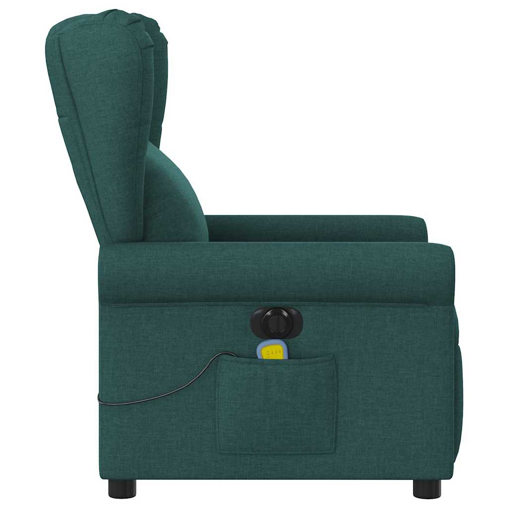 Electric Massage Recliner Dark Green Fabric