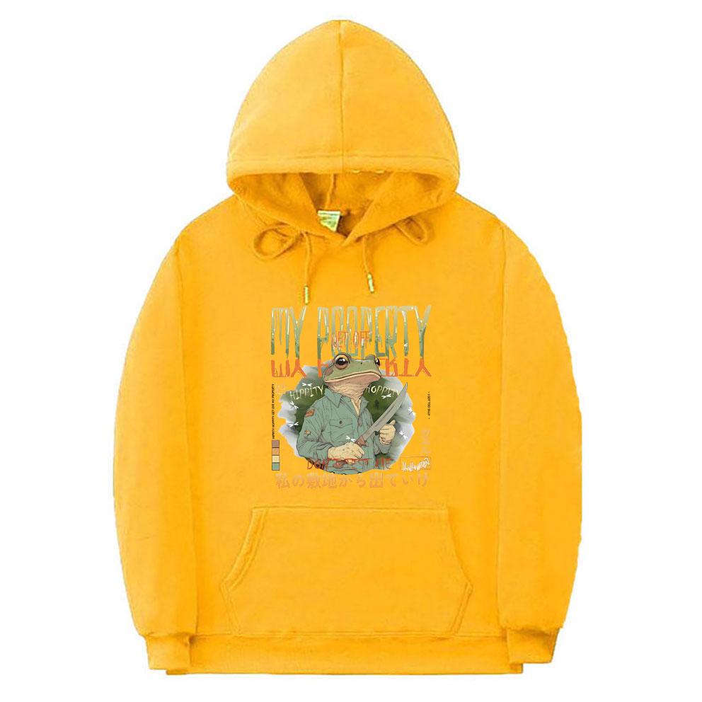 Hippity Hoppity Get Off My Property Frog Hoodie Unisex Japanese Vintage Casual Oversized Tracksuit  Fashion Sweatshirt