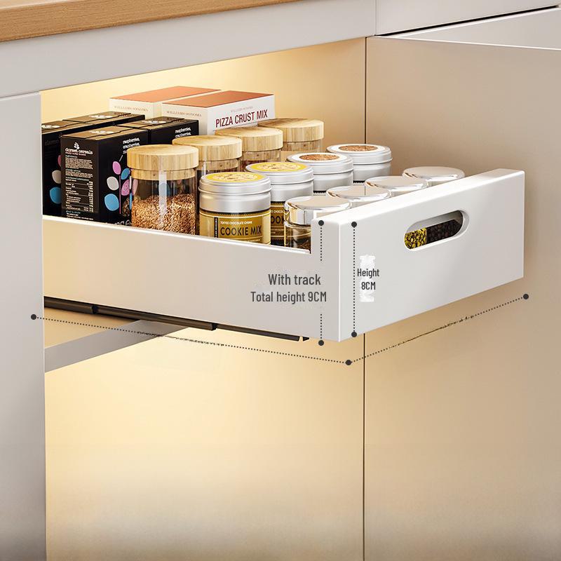 

Выдвижная корзина для хранения на кухне для ящика шкафа - приправы, миски, тарелки и органайзер под раковиной