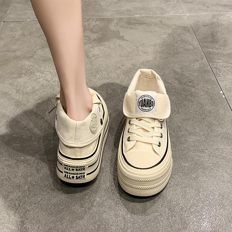 Fashion Women Platform Sneakers Lace-up Comfortable Canvas Shoes Fashion Outdoor Multi-functional Sports Vulcanize Shoes Tenis Feminino