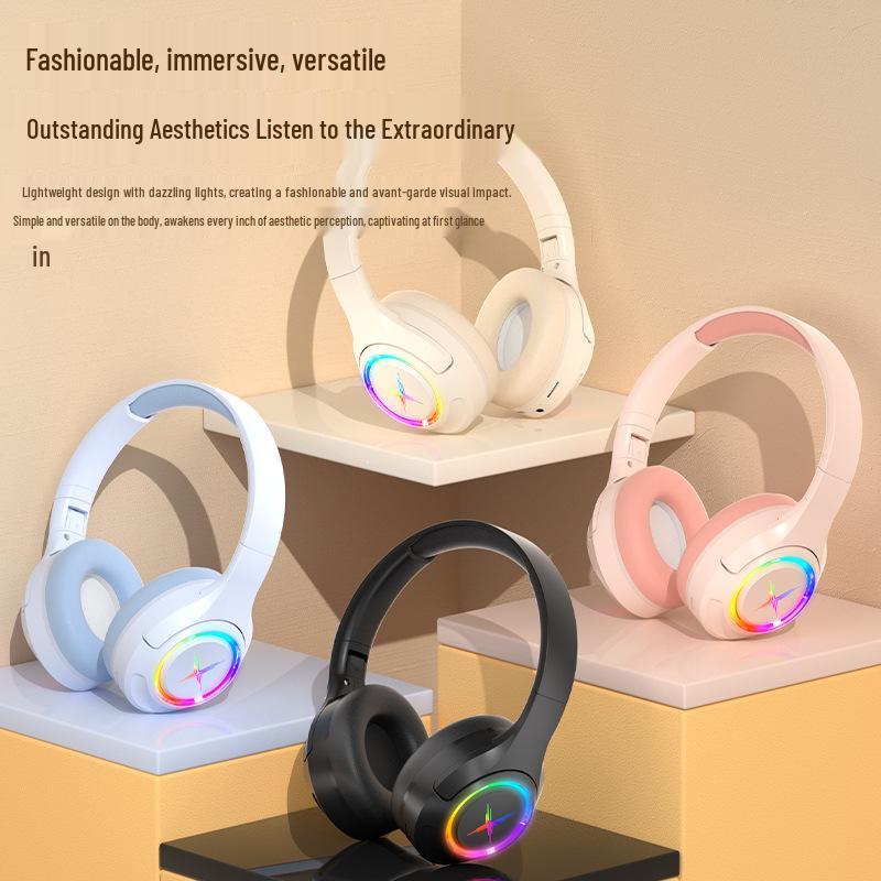 Over-Ear Wireless Bluetooth Gaming Headset with Noise Cancelling, Card Slot, and Ultra-Long Battery Life - Universal for Mobile Phones