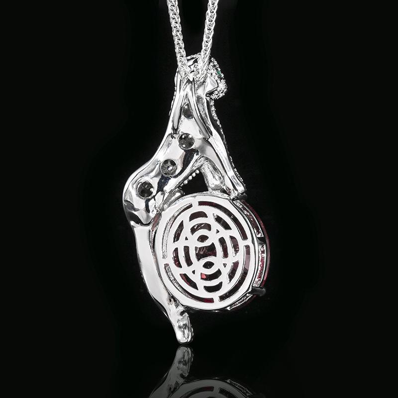 Autumn And Winter Jewelry Simulation Red Corundum Retro Leopard Pendant Necklace Main Stone 18 * 20