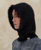 Bajal Va Square Label Hairy Balaclava Black