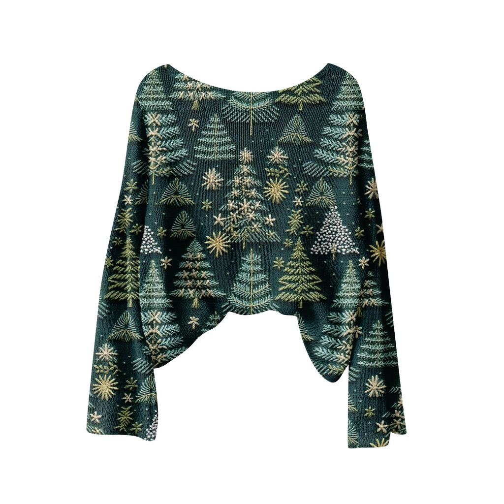 Women's Fashion Long Sleeve Christmas Snowman Snowflake Print Jacket Cardigan