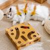 Cat Toy Puzzle Box Claw Grinding Interactive Interesting Cat Game Box with Cat Teasing Stick and