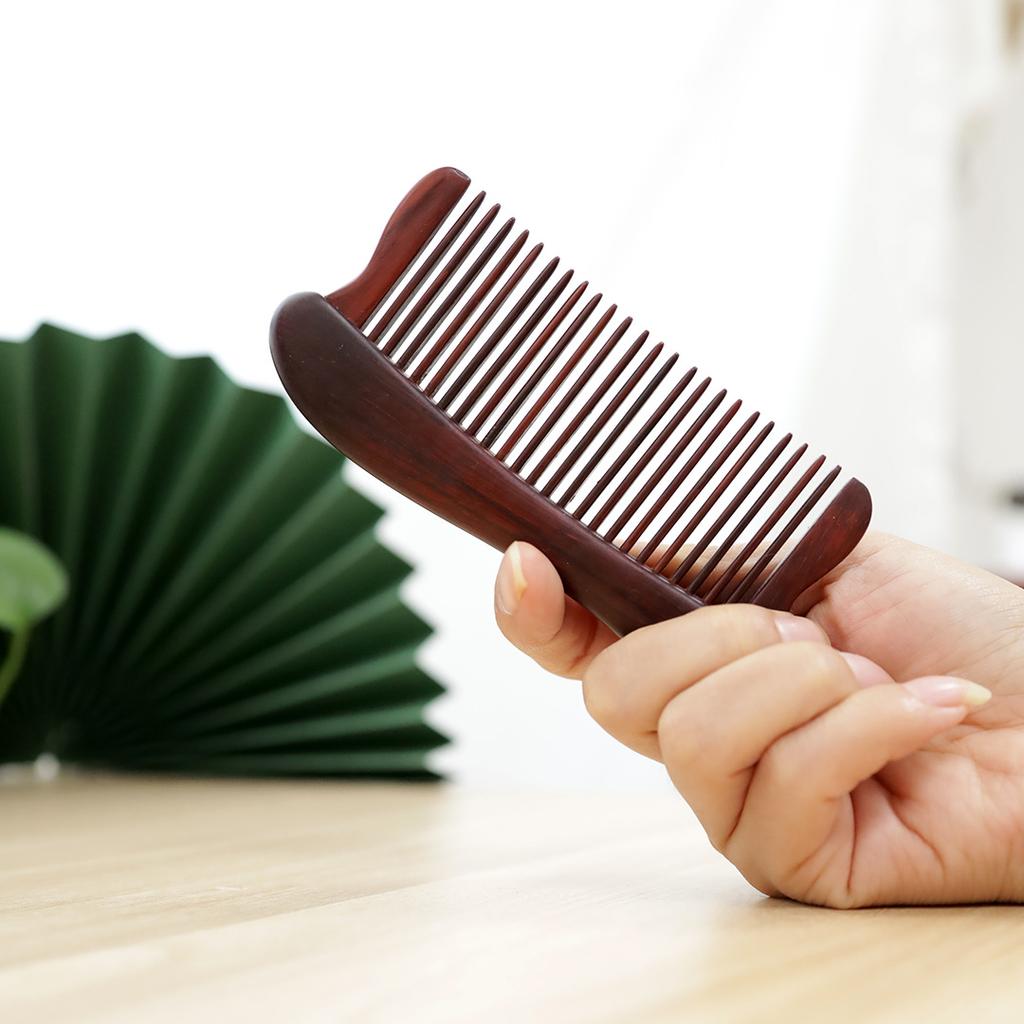 Sandalwood Engraved Tooth Shaving Comb Large Fine Tooth Women'S Straight Hair Comb Household Solid Wood Portable Gift Hair Comb