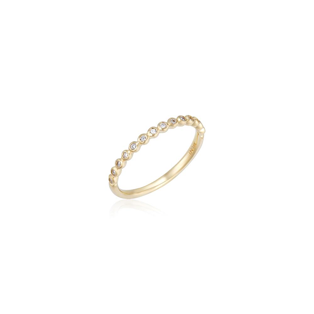 Lunne 14K Half Bezel Line Diamond Ring (14K Gold) #Lcr08 (C Type)