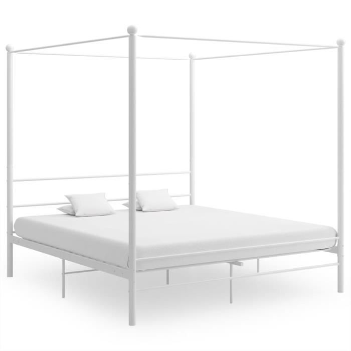 VidaXL Canopy Bed Frames White Metal 200x200 Cm
