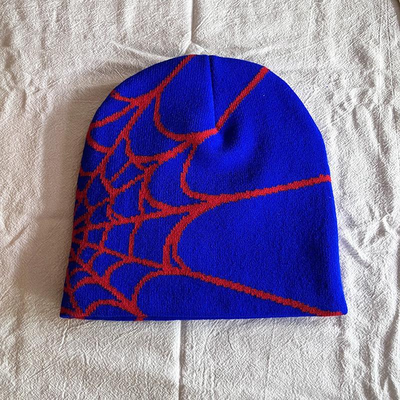 Knit Fashionable Cap With Spider Web Embroidery Design For Daily Wear Casual