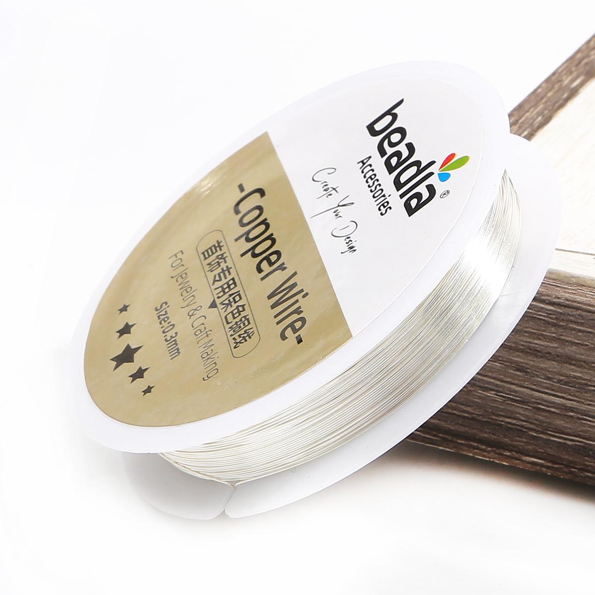 

Медная проволока для бисероплетения для браслета «сделай сам», ожерелья, цветного ювелирного шнура, веревки для рукоделия 0.3mm 15M