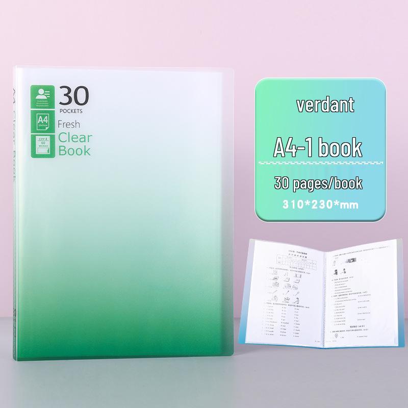 A4 Gradient Color Document Folder - 30/40 Page Waterproof Transparent Student & Office Storage Bag