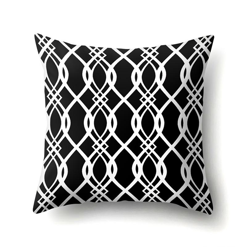 Polyester Pillow Case Car Decoration Home Printed Black and White Geometric Car Cushion Head Cushion Cover