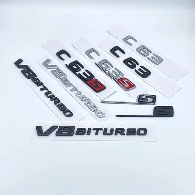 3D Matte Black Letters V8 Biturbo 4matic Emblém pro Mercedes Benz AMG C63 C63S Coupe Blatník kufru Typový štítek s logem