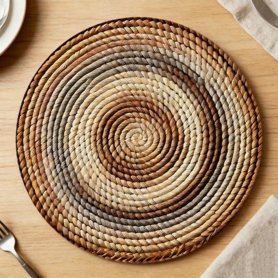 Placemat Thickened Circular Design Bohemian Style Placemat Heat Insulation Oil-Proof Table Mat Reinforced Seam Placemat Dining Decor