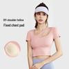 Damen Frühlings-Sommer Atmungsaktives Yoga-Top mit Brustpolstern - Kurzarm, Dehnbar, Schlankmachende Fitnesskleidung