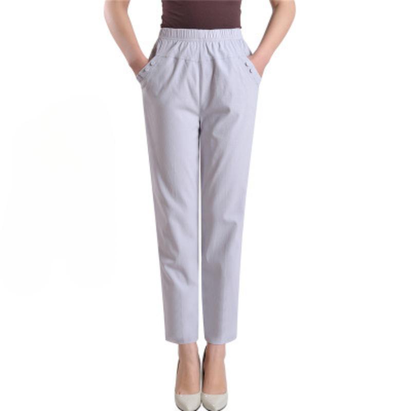 Spring Summer Cotton and Linen Plus Size Women's Pants High Waist  Stretch  Loose Straight-leg Pants