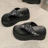 Fashion New 8 Cm Waterproof Platform Bling Designer Brand Flip-flops Women Summer Sexy Clip Toe Platform Sandals Comfortable Beach Shoes
