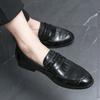 Men’s Penny Loafer Black Leahter Dress Formal Business Shoes Tuxedo Wedding Shoes Over Sized