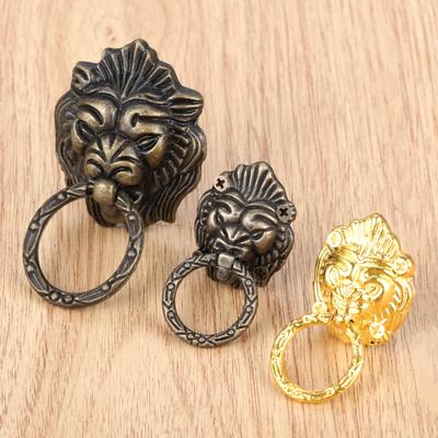 1Pc Antique Bronze/Gold Vintage Lion Head Door Handle Pulls Zinc Alloy Cabinet Dresser Drawer Pull Ring Knobs Furniture Hardware