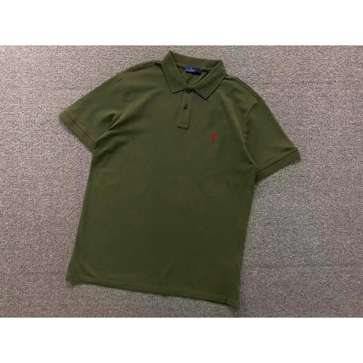 

100% Cotton High-end Short Sleeve POLO Shirt Men s Summer Fashion Horse Embroidered Luxury Casual T-shirt XXL армія зелений колір