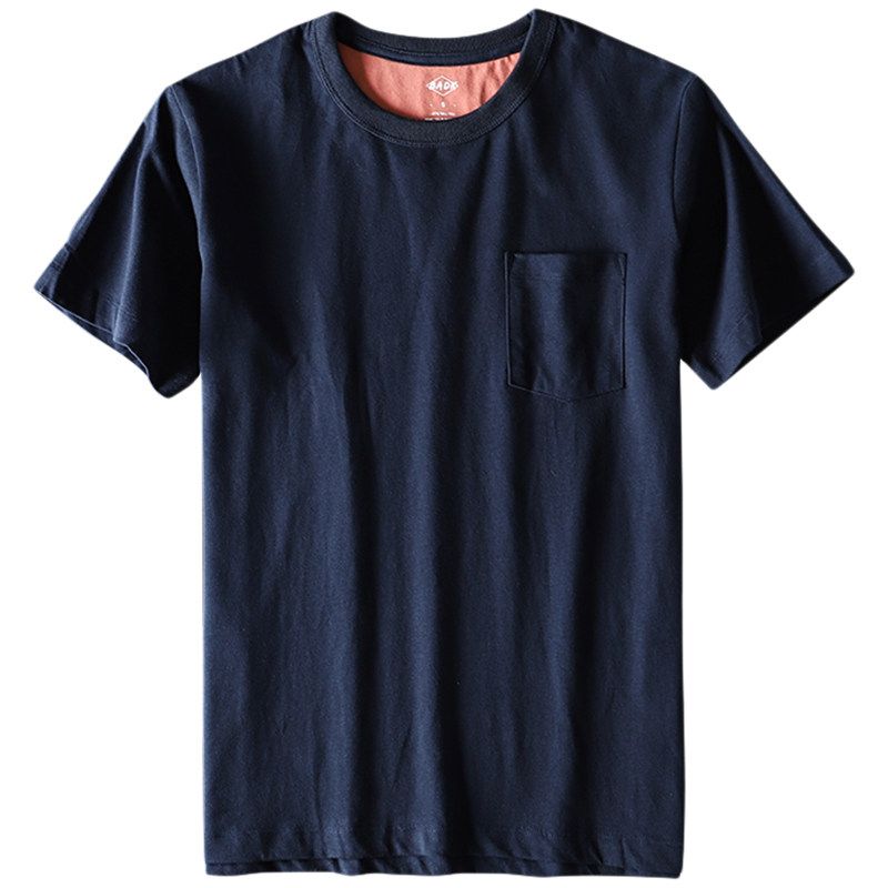 Export Export To Domestic Sales Short Sleeve T-Shirt Men's Pure Cotton Brushed Trendy with Pockets Cut Label Half-Sleeve T-shirt Top