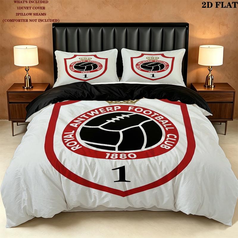 Royal Antwerp Fc Pattern Bedding uilt Set uilt Cover Pillowcase Home Decoration Birthday Gift (1 * duvet cover + 2 * pillowcase without core)
