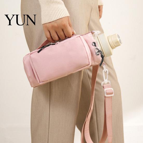 Cushioned Cup Protector Sleeve Crossbody Water Carrier, Wear-resistant Protective with Phone Pocket, Drawstring Cover Closure Portable Pouch