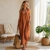 Maxi Abiti Estivi da Donna, Scollo Quadrato Senza Maniche Casual Larghi Lunghi, Vestito da Spiaggia per Vacanze con Tasche