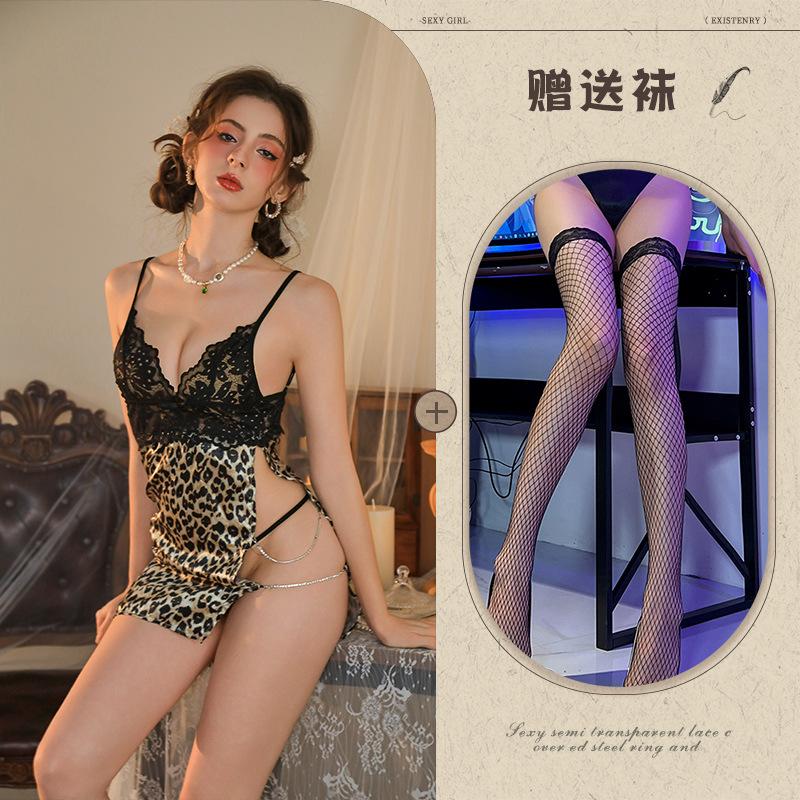 Sex underwear leopard print temptation sexy pure desire wind crotch suit